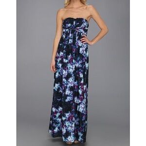 - Large- Floral Strapless Maxi Dress